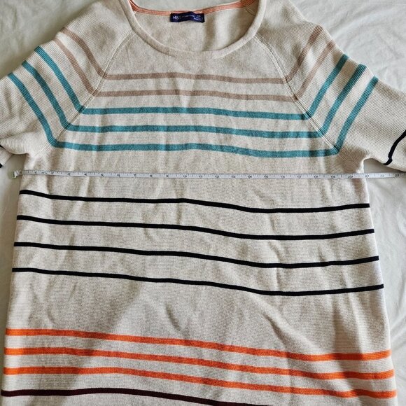 M&S Collection Sweater Womens XXL Beige Striped Reverse Knit LS Drawstings Boho - Picture 4 of 15